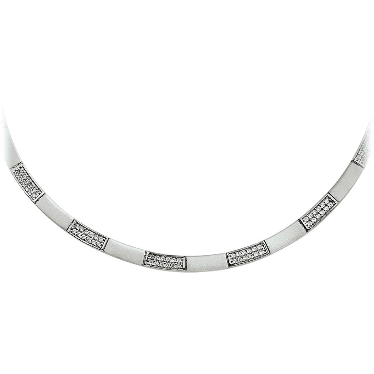 collier zirkonia poli/mat 5,5 mm 43 cm zilver gerhodineerd