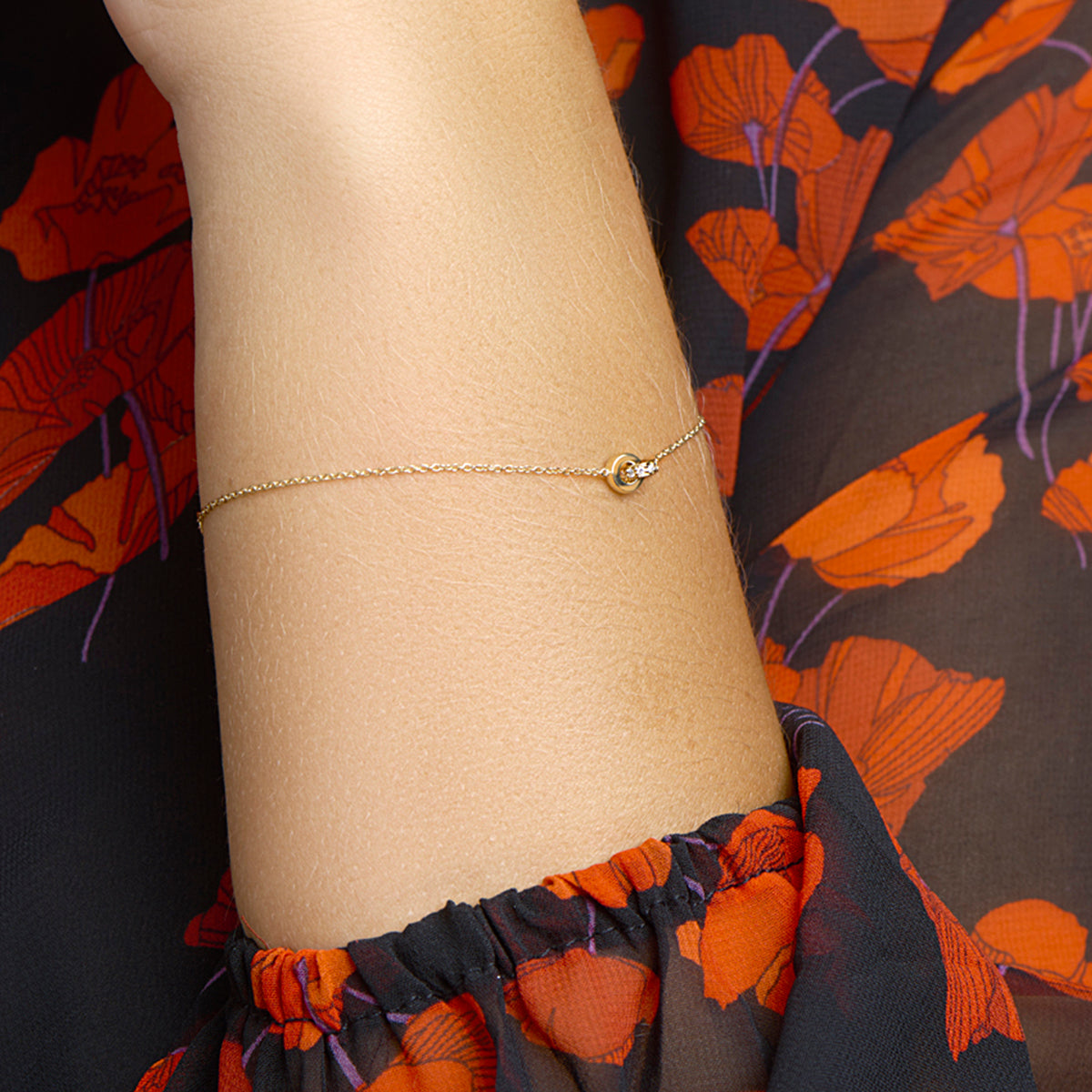 armband diamant 0.05ct h si 15 - 16,5 - 18 cm 14K geelgoud - rondje,bolletje,ringetje,draad