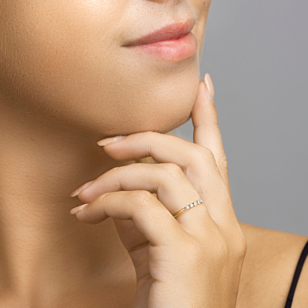 ring zirkonia 14K bicolor goud geel/wit