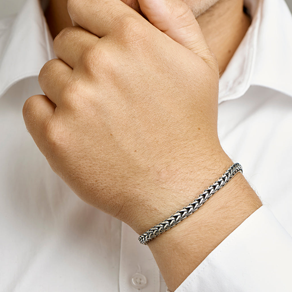 armband oxi vossestaart 4,5 mm zilver geoxideerd