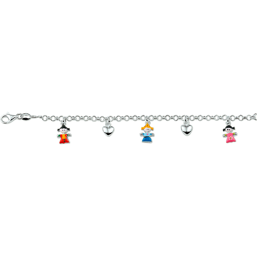 armband diverse bedels 13 - 15 cm zilver wit