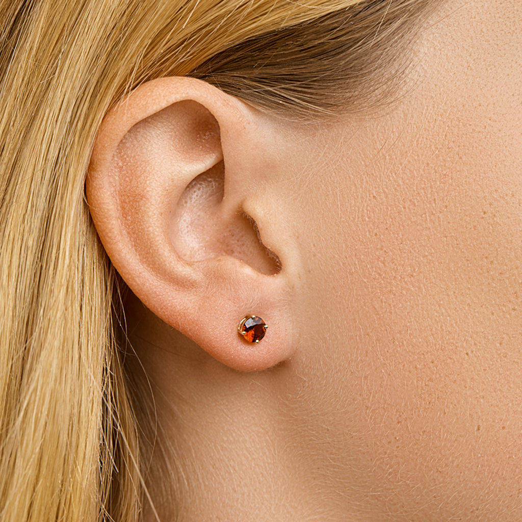 Ohrstecker Granat 14K Gelbgold