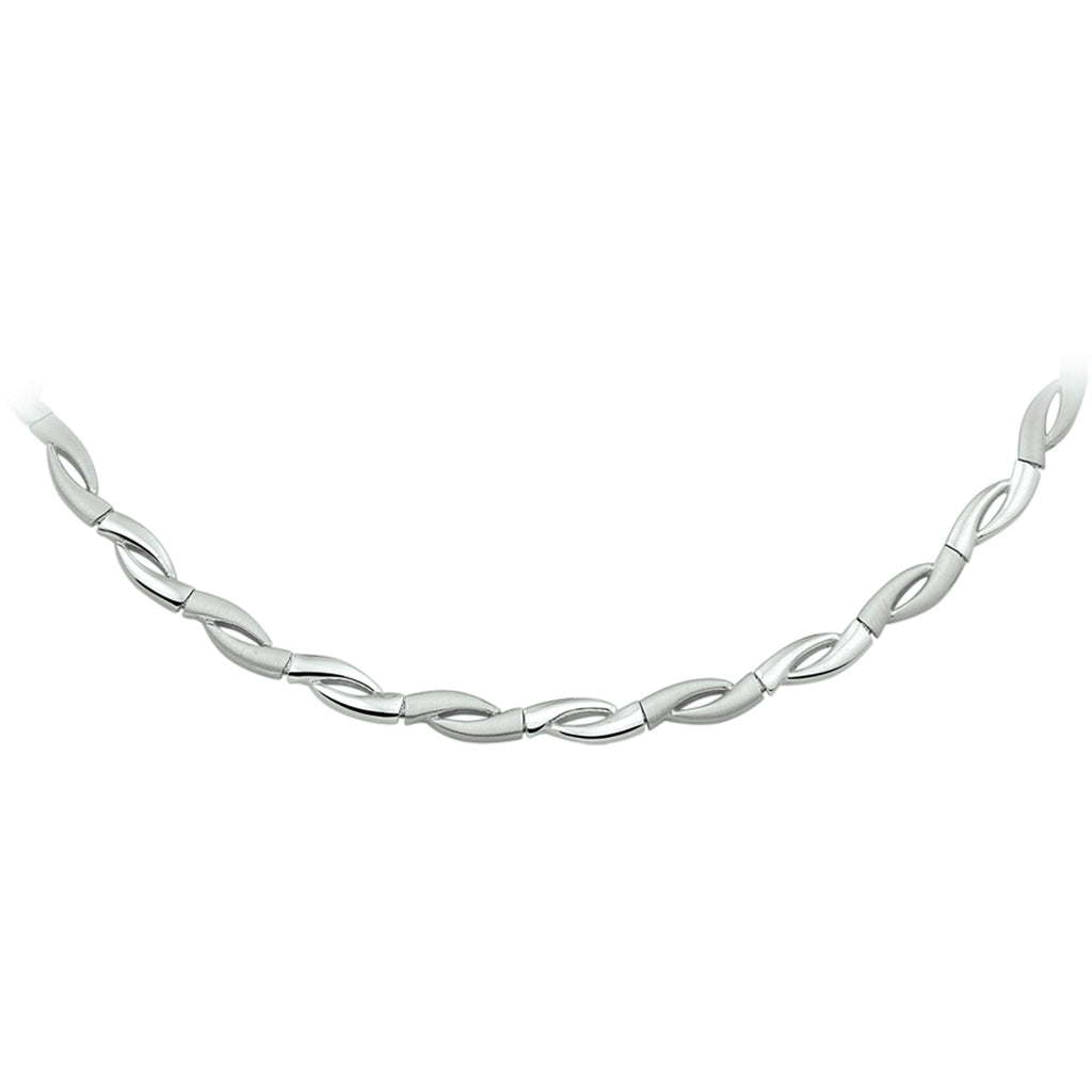 Halskette poliert/matt 6,0 mm 45 cm Silber rhodiniert