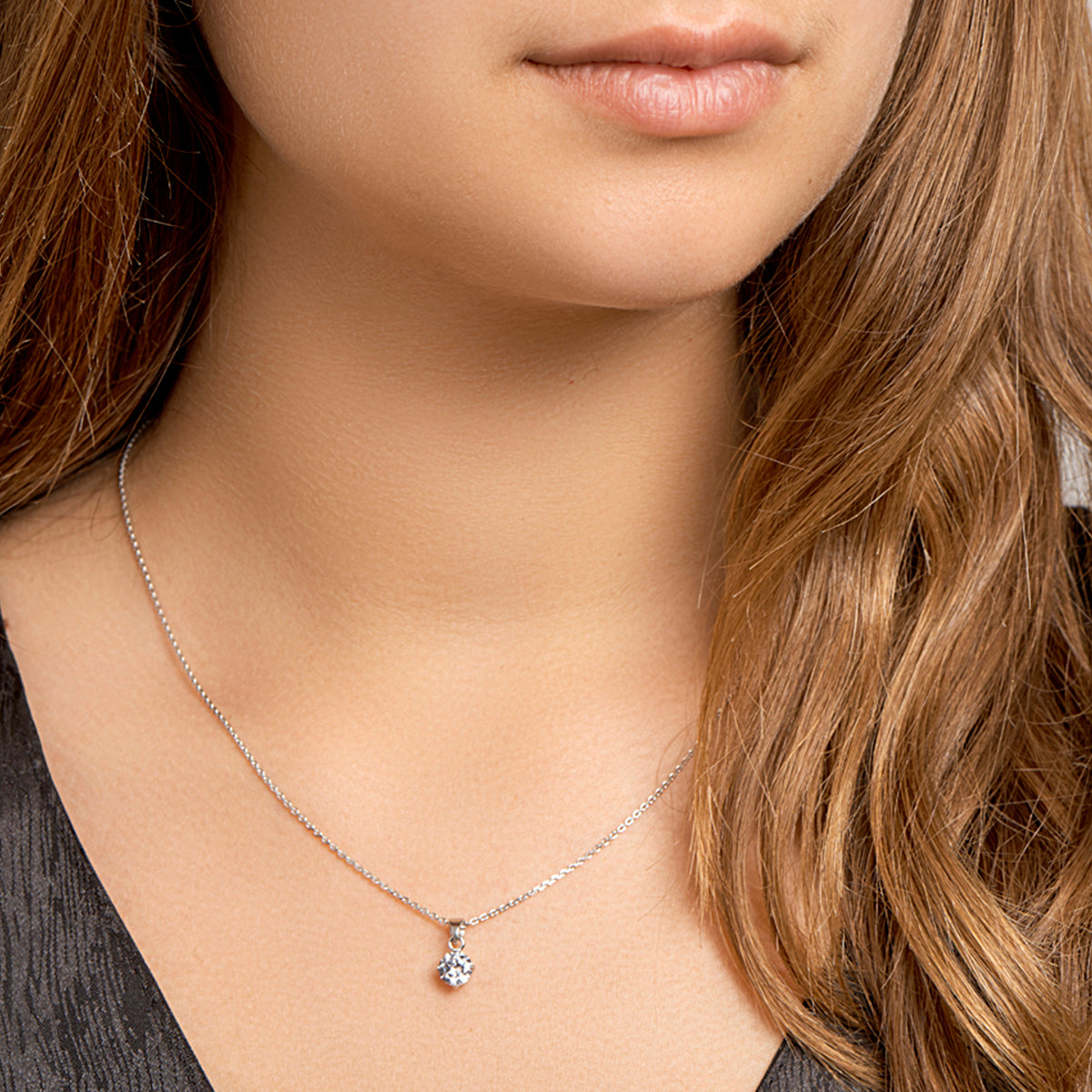 collier zirkonia 41 + 4 cm zilver gerhodineerd