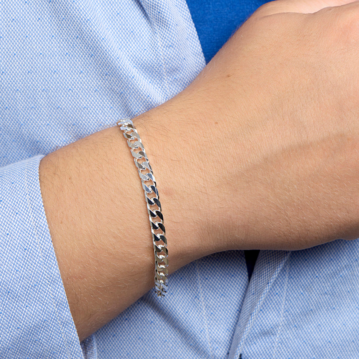 Armband Gourmette 8-seitig geschliffen 6,0 mm 21 cm Silber rhodiniert