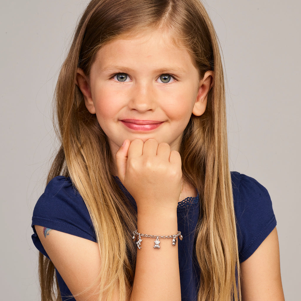 Armband verschiedene Charms 15 cm silberweiß