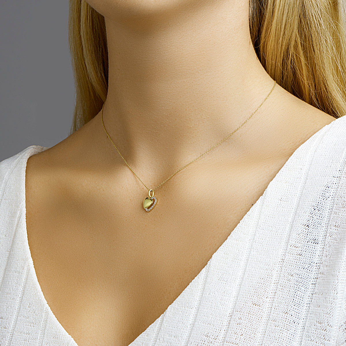 Anhänger Herz Zirkonia bicolor gestempelt 14K Gelbgold