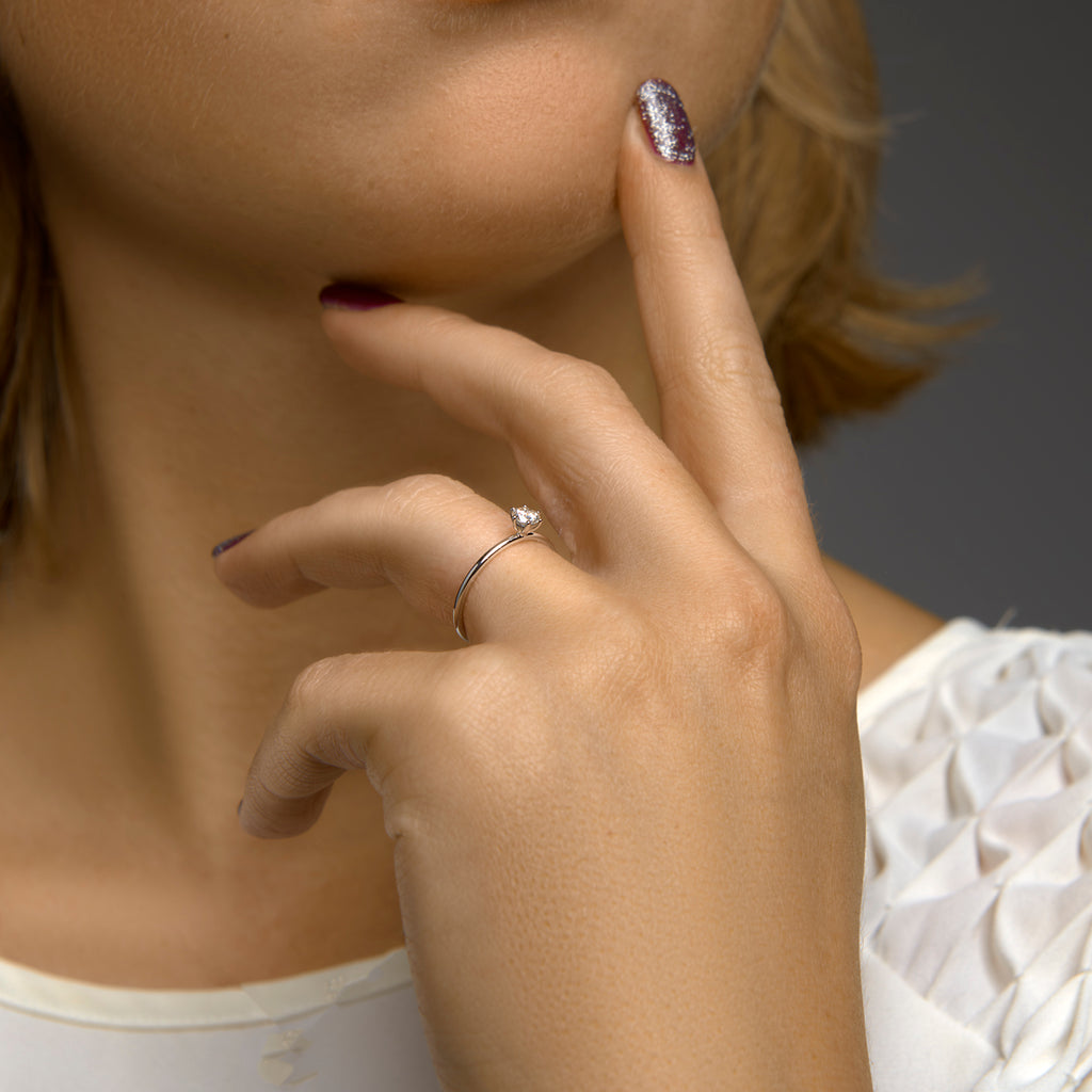 ring lab grown diamant 0.25ct f vsi 14K witgoud met palladium