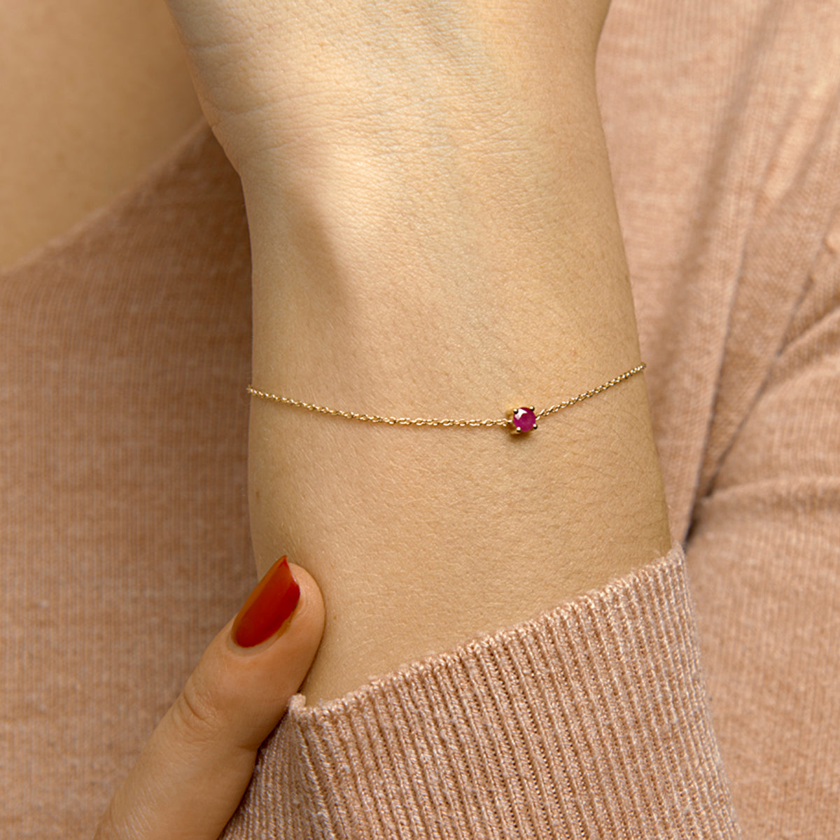 Armband Rubin 15,5 - 17 - 18,5 cm 14K Gelbgold