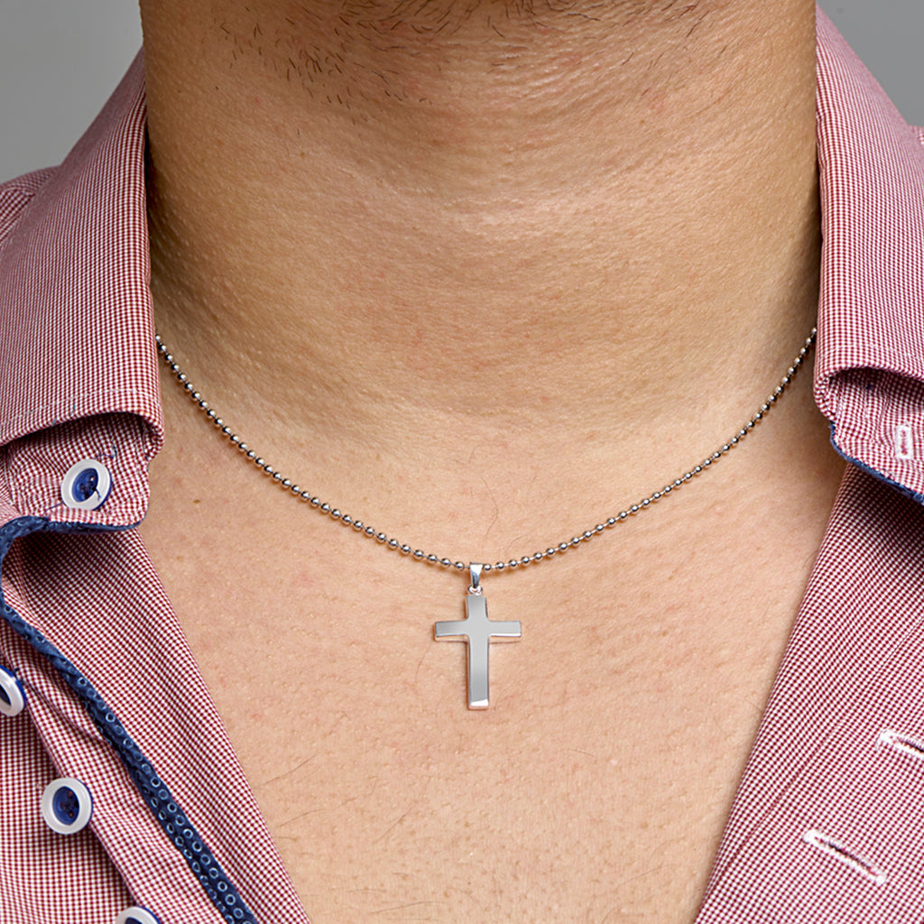 Anhänger Kreuz 24 mm Silber weiß