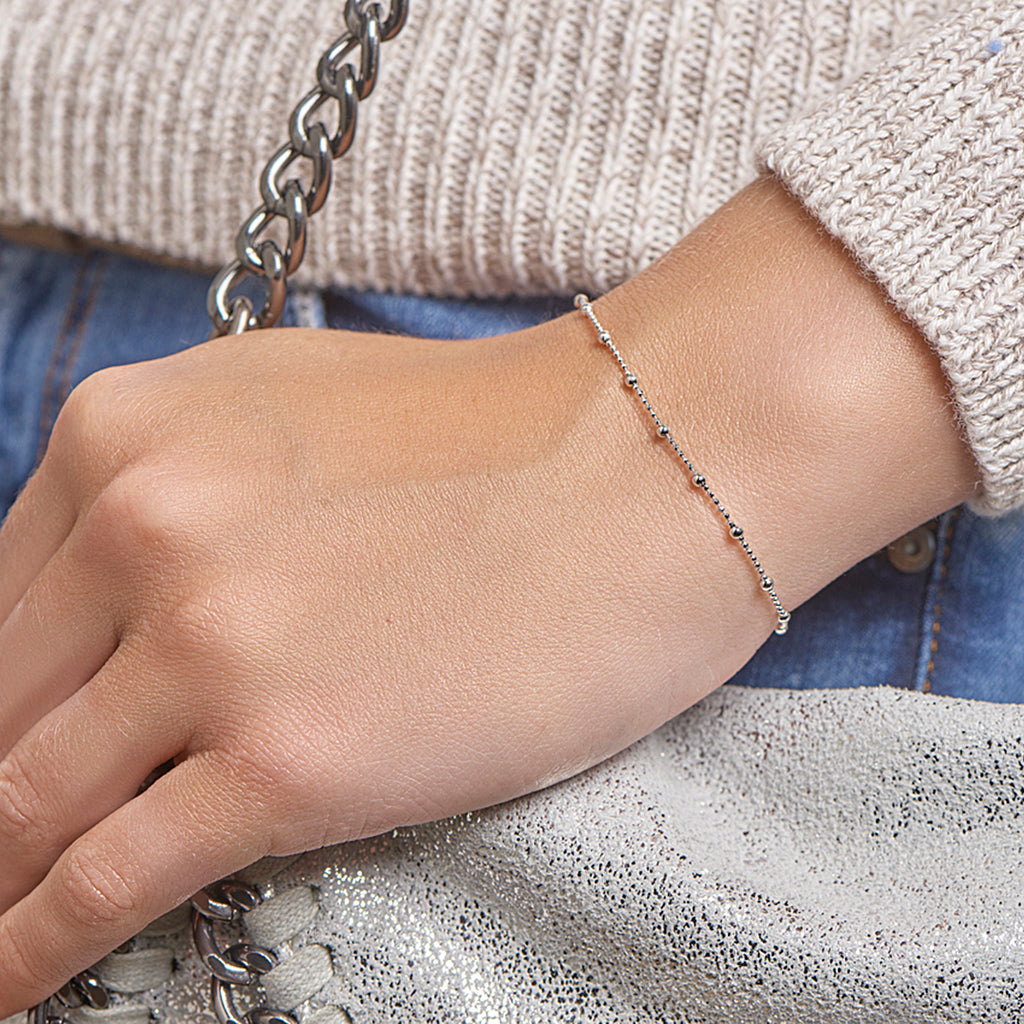 Armband Kugeln 2,0 mm 16 + 3 cm Silber rhodiniert