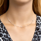Zirkonia-Halskette 40 + 4 cm Silber rhodiniert