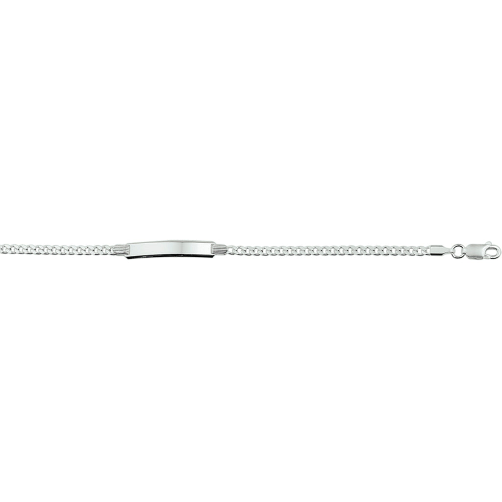 graveerarmband gourmette 4 zijdes geslepen 6 mm zilver wit