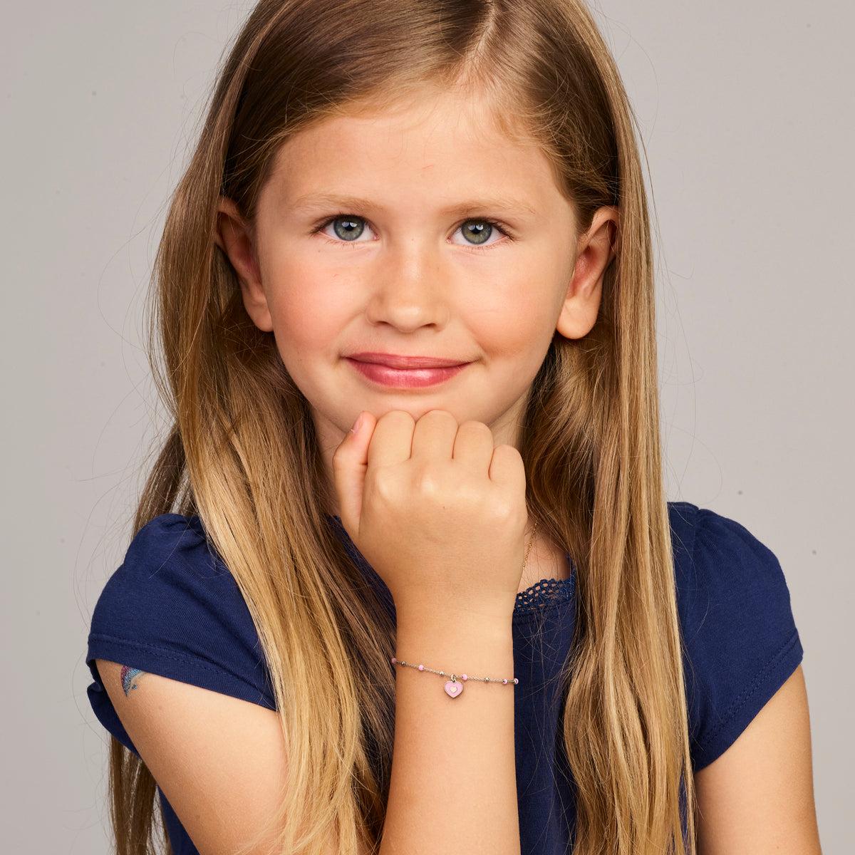 armband emaille hartje 13 + 3 cm zilver gerhodineerd