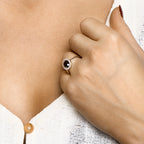 Ring Onyx und Zirkonia rhodiniert Silber