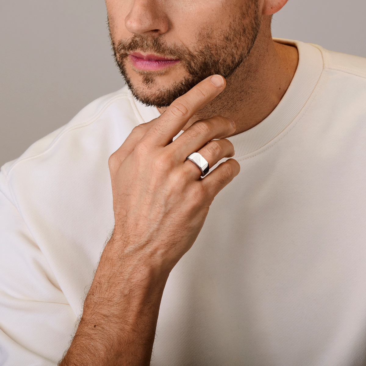 ring poli/mat zilver wit