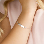 Gravurarmband Gourmet-Kette 4 Seiten geschliffene Platte 4,8 mm Silber weiß