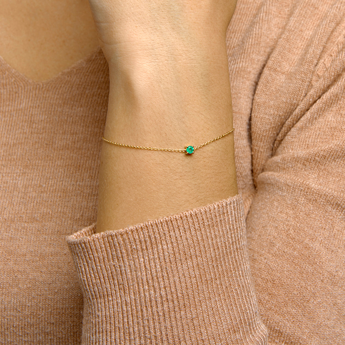 armband smaragd 15,5 - 17 - 18,5 cm 14K geelgoud