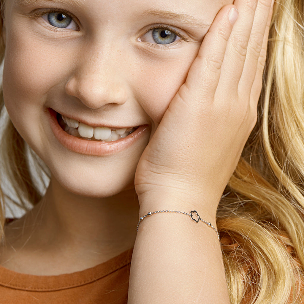 armband bloem 13 + 3 cm zilver gerhodineerd