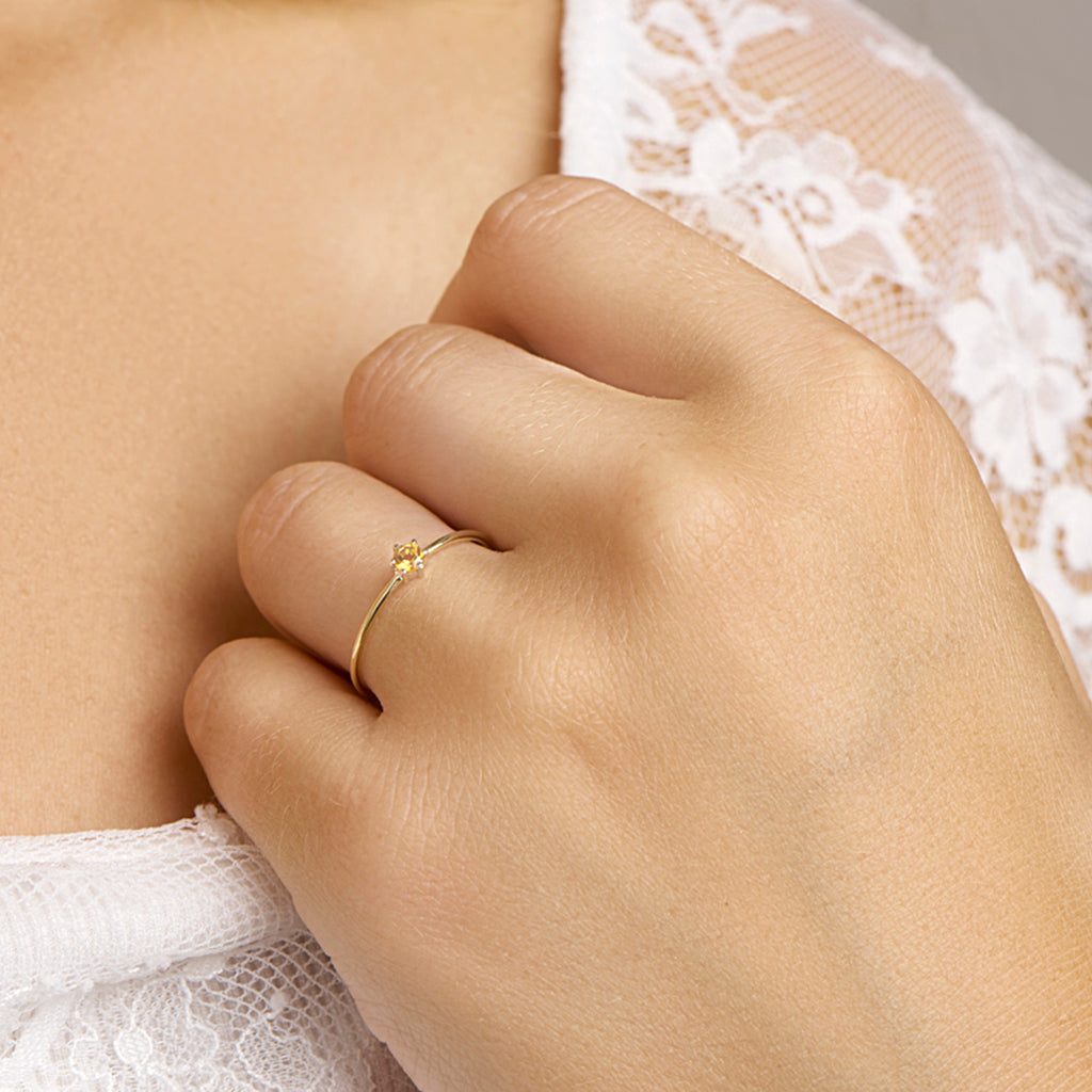 Ring mit Geburtsstein November Citrin 14K Gelbgold