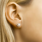 Ohrstecker Perle und Zirkonia Silber rhodiniert