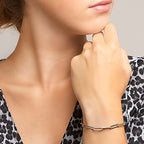 Armband Büroklammer Vierkantrohr 5,0 mm 19 cm Silber rhodiniert