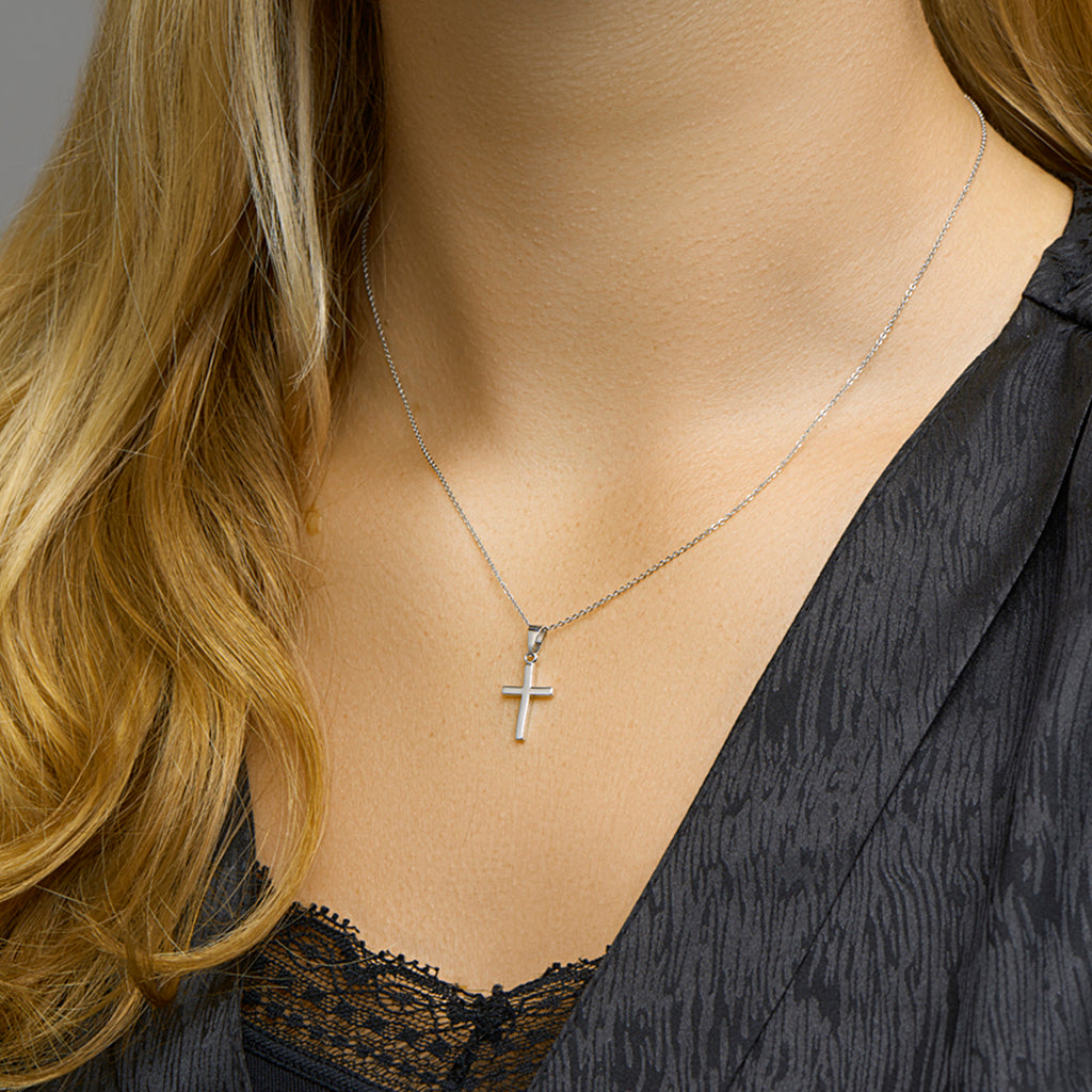 Anhänger Kreuz Silber rhodiniert