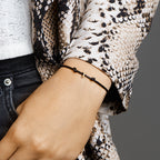Armband Satin schwarz Buchstabe 13 - 26 cm 14K Gold mit Gummi/Nylon/Leder
