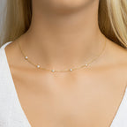 Halskette Zirkonia 40 + 4 cm 3 Micron Silber vergoldet (gelb)
