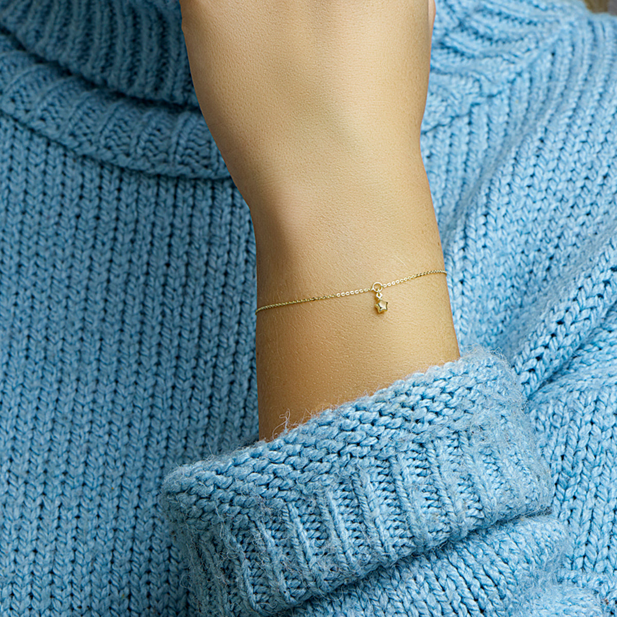 Armband Stern 16,5 - 18,5 cm 14K Gelbgold