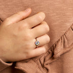 ring bloem emaille zilver gerhodineerd