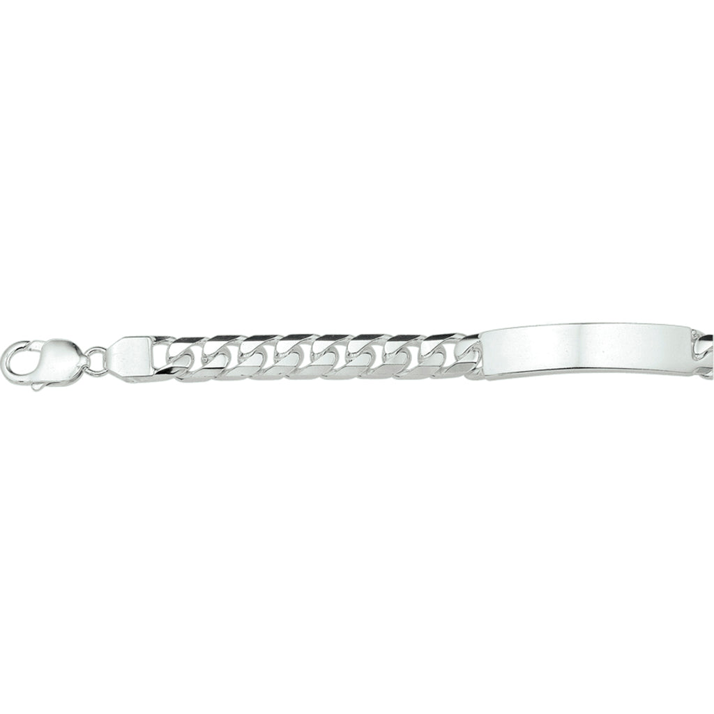 graveerarmband gourmette 6 zijdes geslepen plaat 9 mm zilver wit