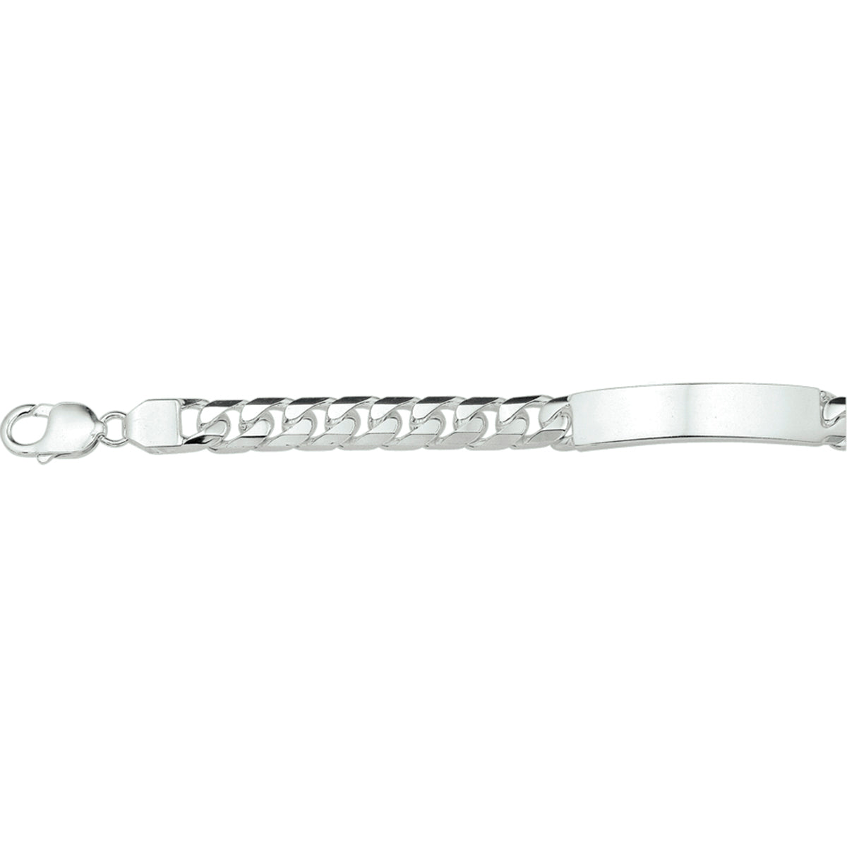 graveerarmband gourmette 6 zijdes geslepen plaat 9 mm zilver wit