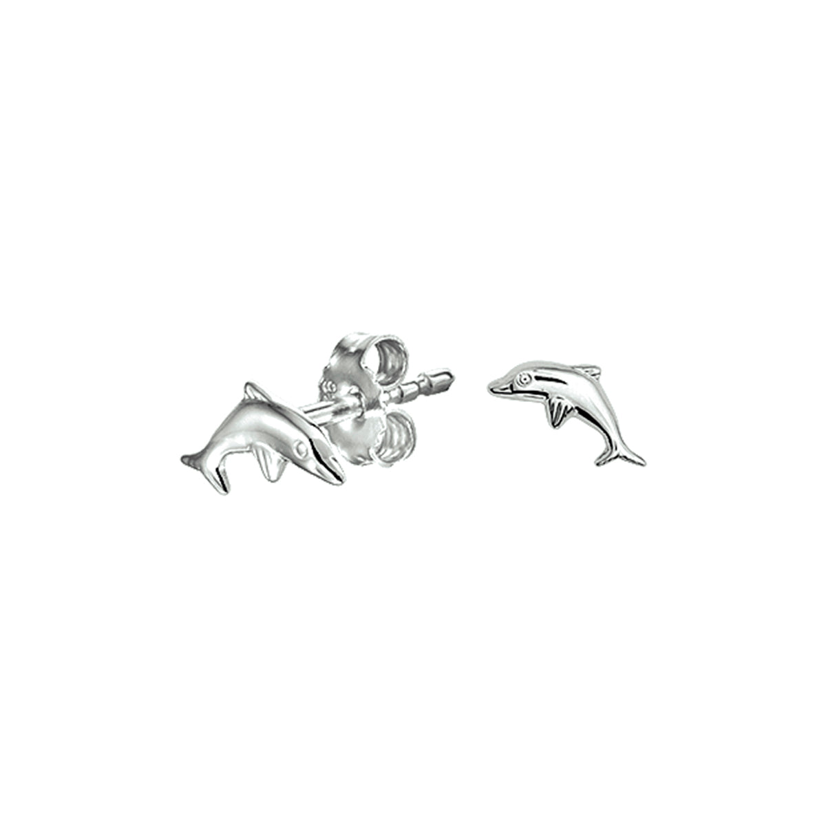 oorknoppen dolfijn 8 mm zilver gerhodineerd