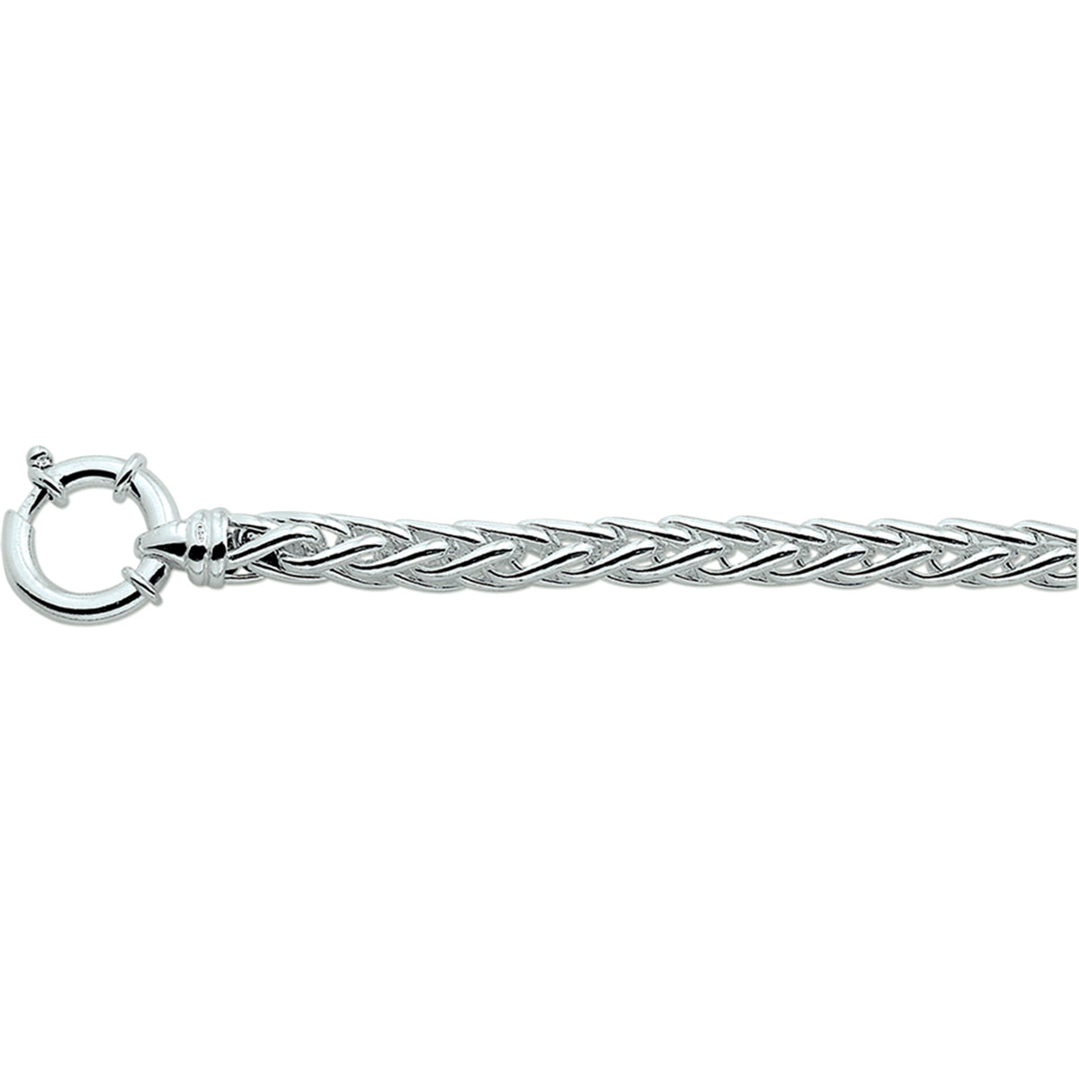 Armband Fuchsschwanz 6,5 mm 19 cm mit großem Federringverschluss rhodiniert Silber