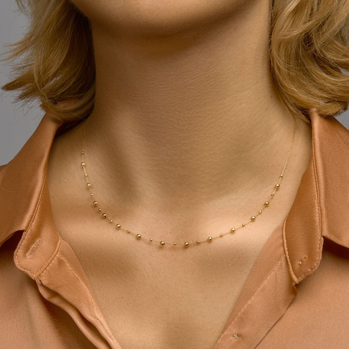 collier bolletjes 0,8 mm 42 - 45 cm 14K geelgoud - bol/half-bol