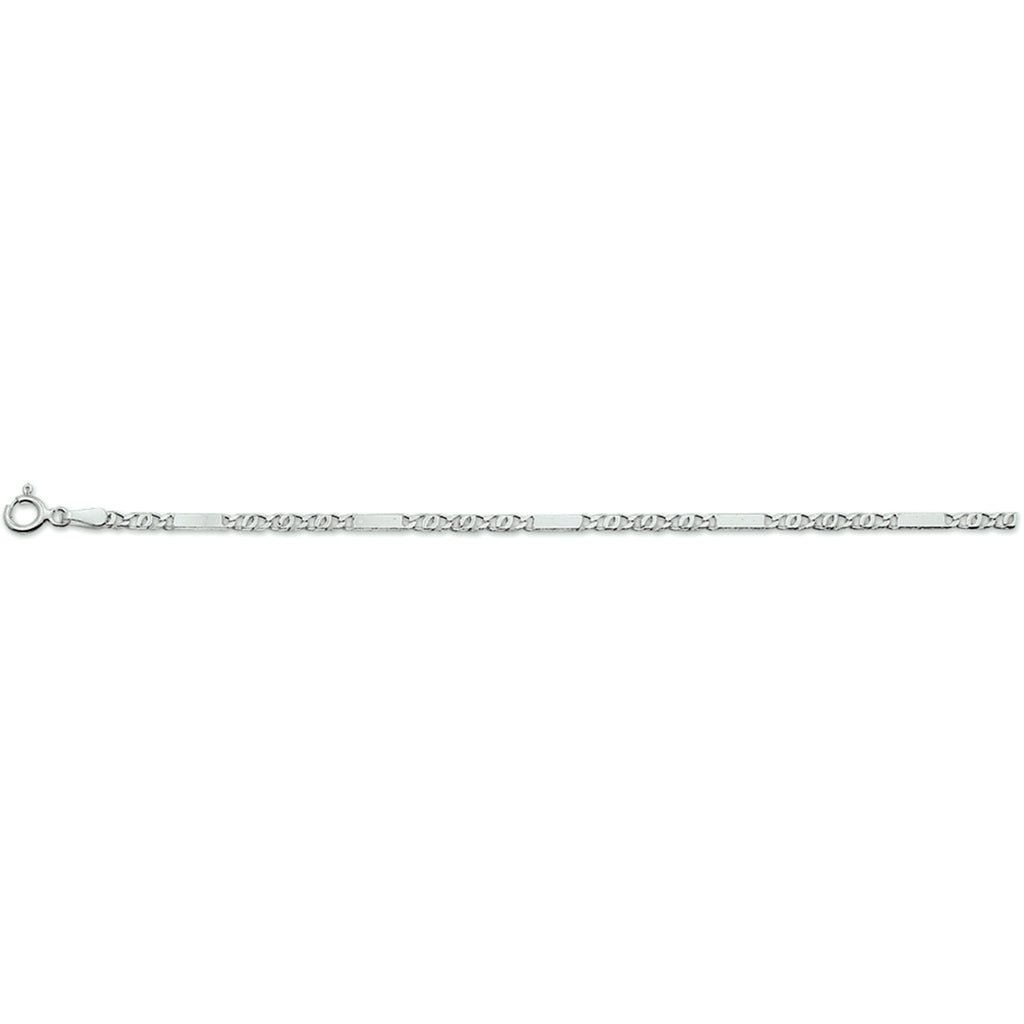 collier valkenoog met tussenstuk 2,3 mm 45 cm zilver wit