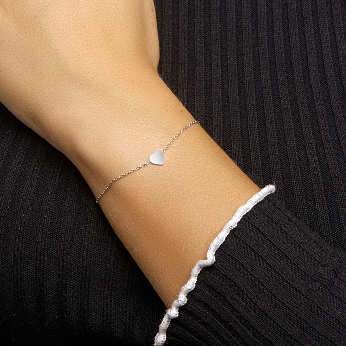 Armband Herz Silber rhodiniert