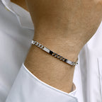 Gravurarmband Gourmet-Kette 6-seitig geschliffene Platte 5,0 mm rhodiniertes Silber