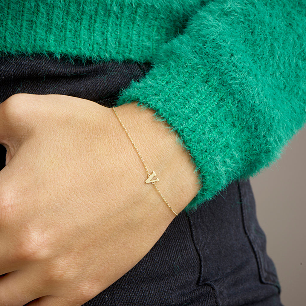 Armband Buchstabe 16,5 - 17,5 - 18,5 cm 14K Gelbgold