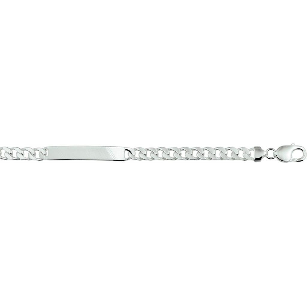 Gravurarmband Gourmet-Kette 6 Seiten geschliffen Platte 7 mm 21 cm Silber weiß