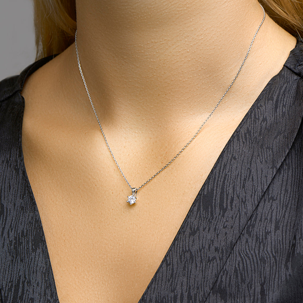 collier zirkonia 41 + 4 cm zilver gerhodineerd