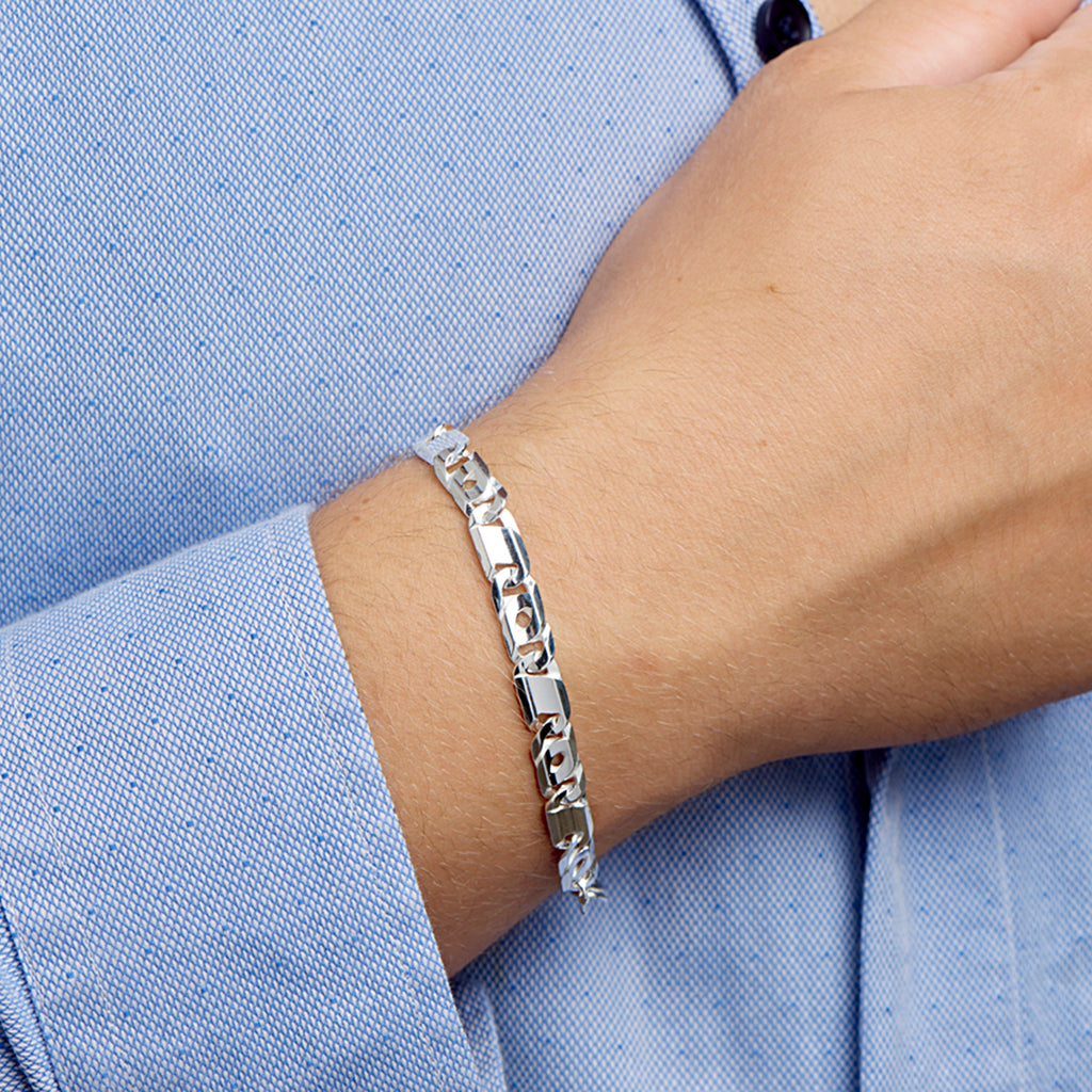 Armband Falkenauge 7 mm silberweiß