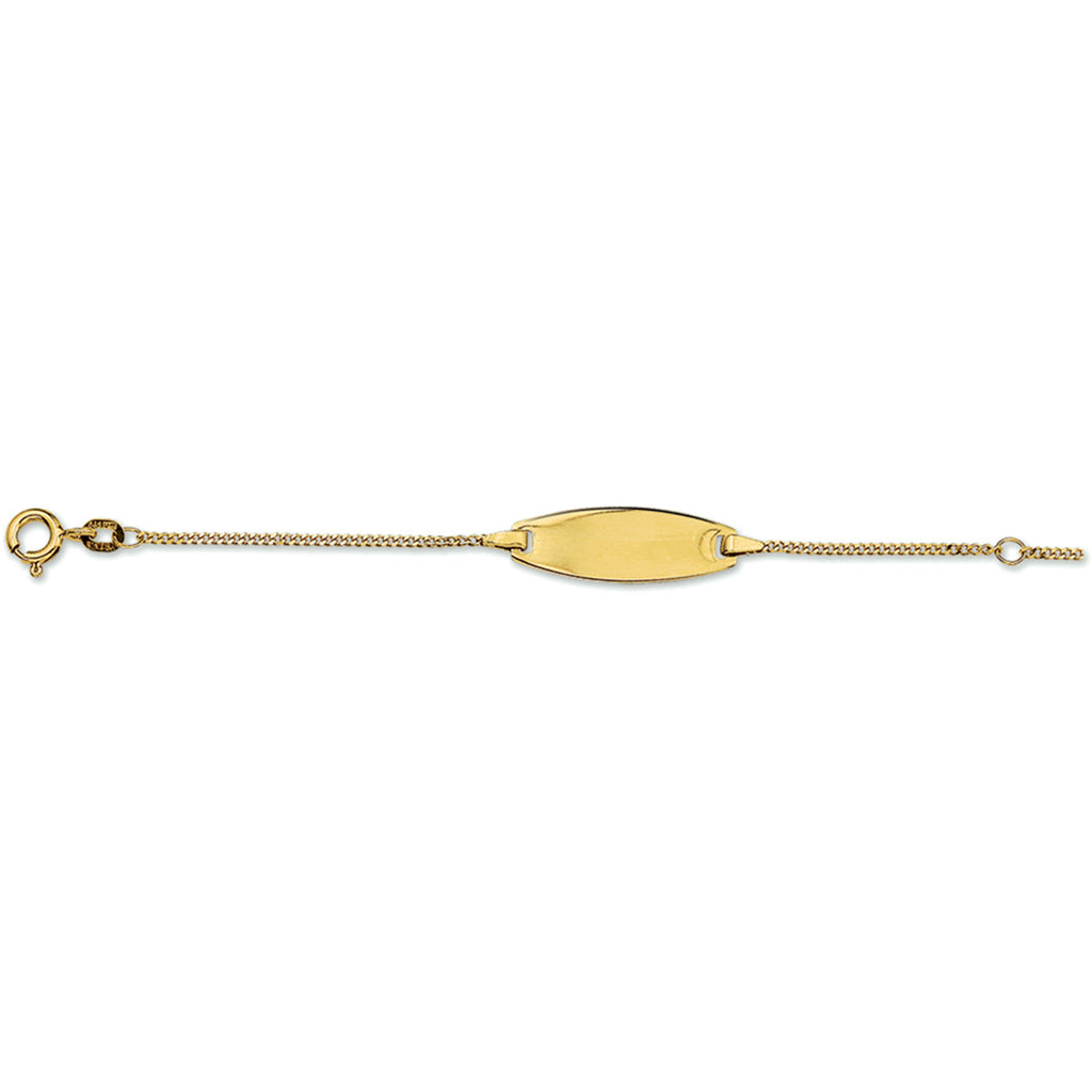 Gravurarmband Gourmet-Kette 4 Seiten geschliffene Platte 7,5 mm 14K Gelbgold
