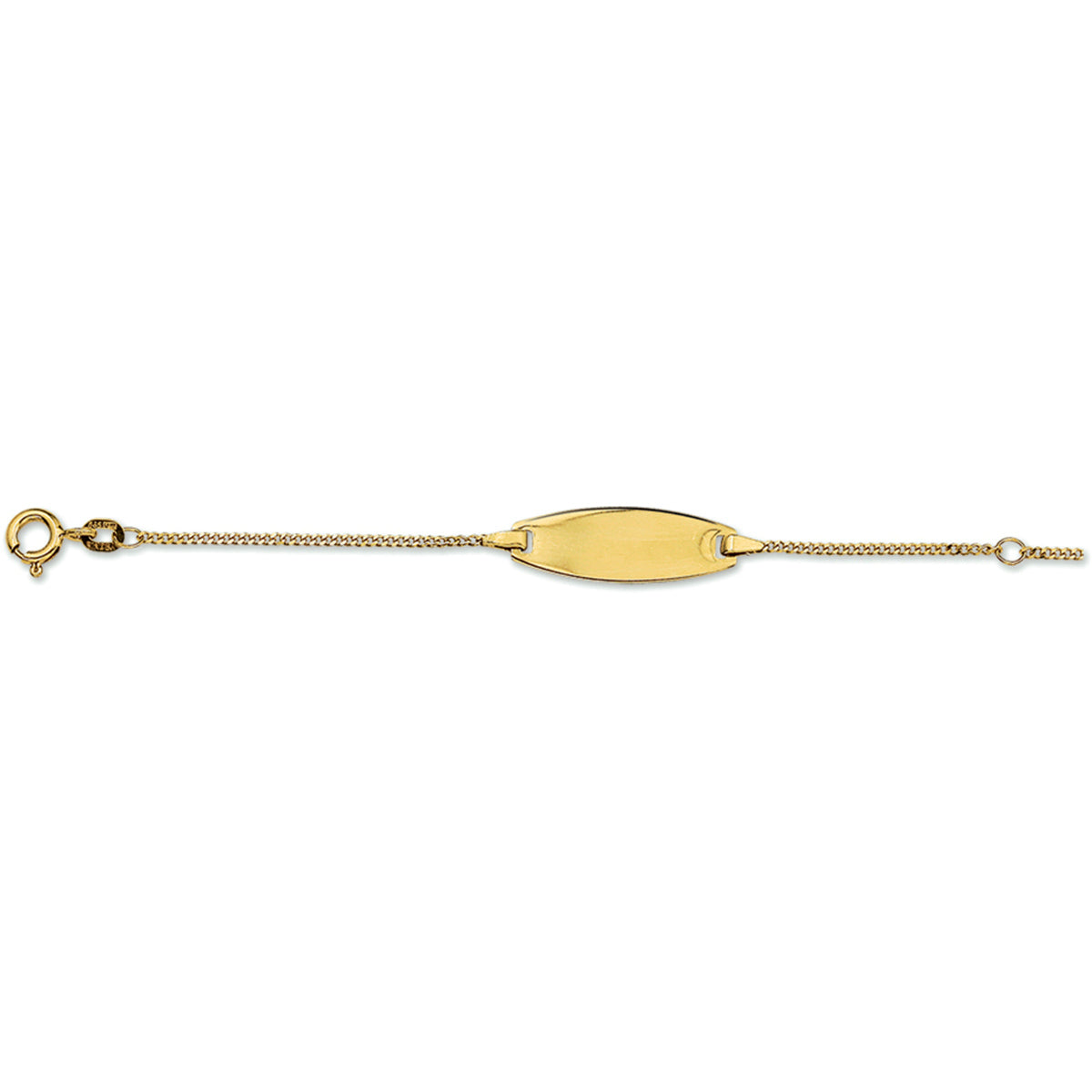 Gravurarmband Gourmet-Kette 4 Seiten geschliffene Platte 7,5 mm 14K Gelbgold