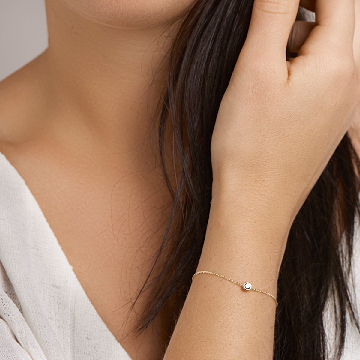 Armband Zirkonia 1,0 mm 16 + 2 cm 14K Gelbgold