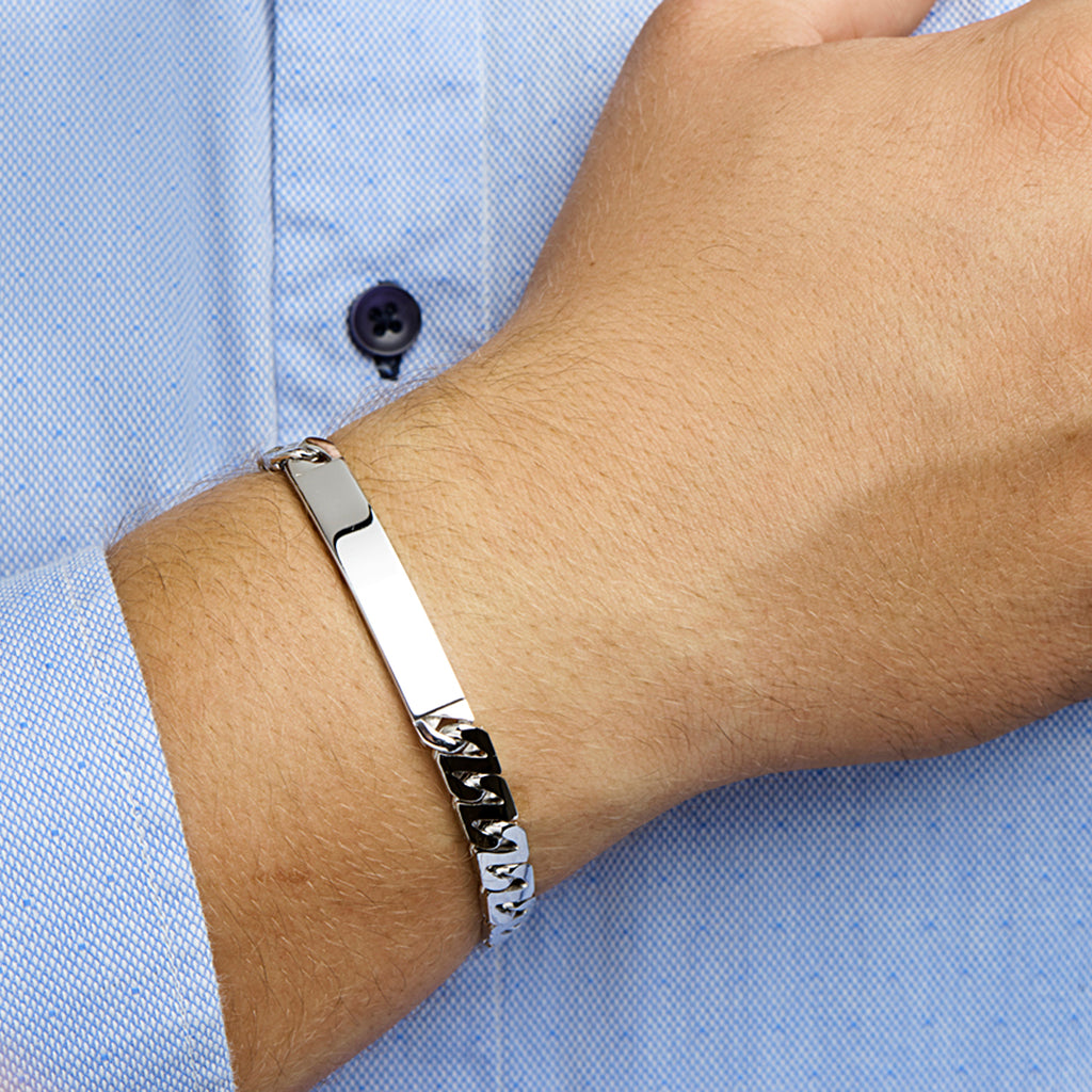 Gravurarmband Gourmetplatte 8 mm Silber rhodiniert