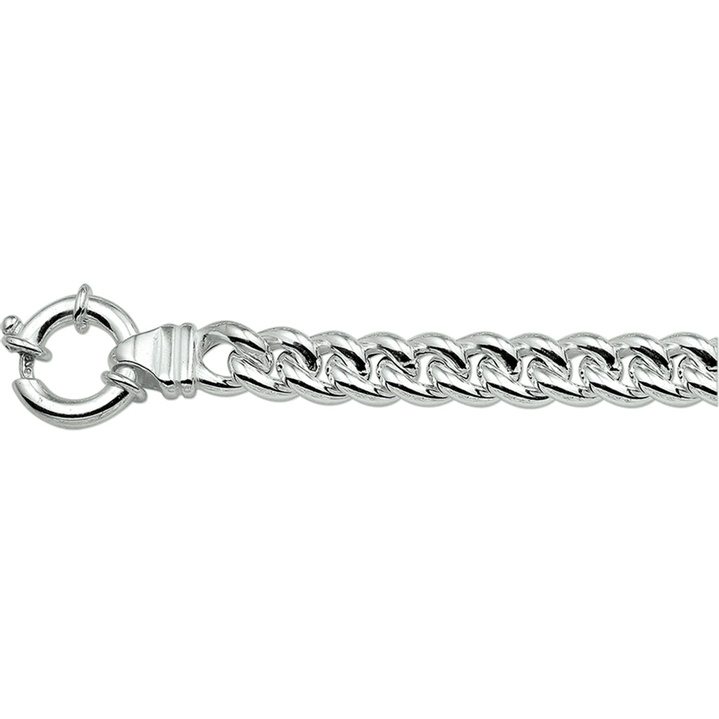 Armband Panzerkette 7 mm 19 cm mit großem Federringverschluss Silber weiß