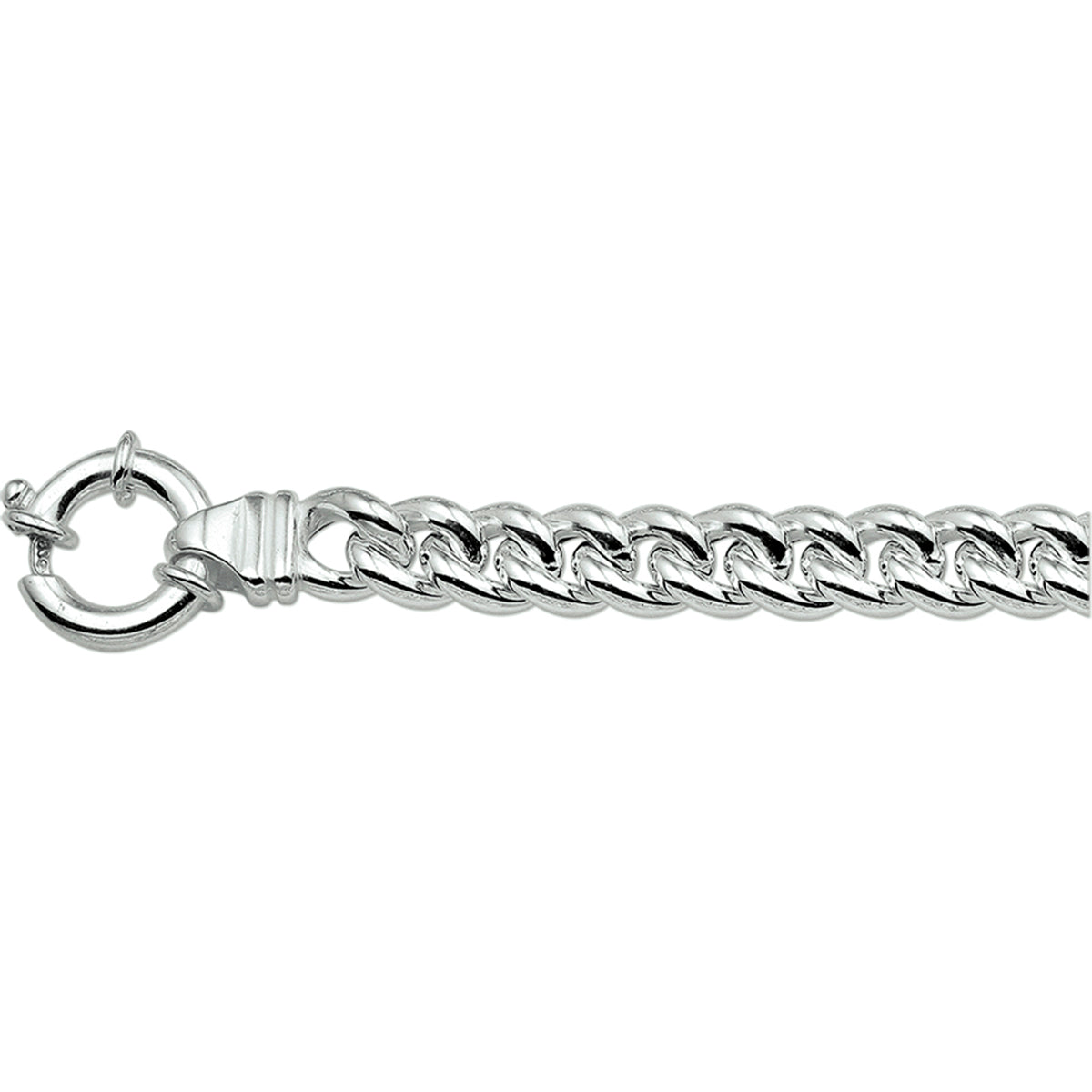 Armband Panzerkette 7 mm 19 cm mit großem Federringverschluss Silber weiß