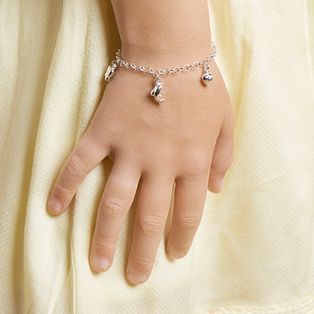Armband verschiedene Charms 15 cm silberweiß